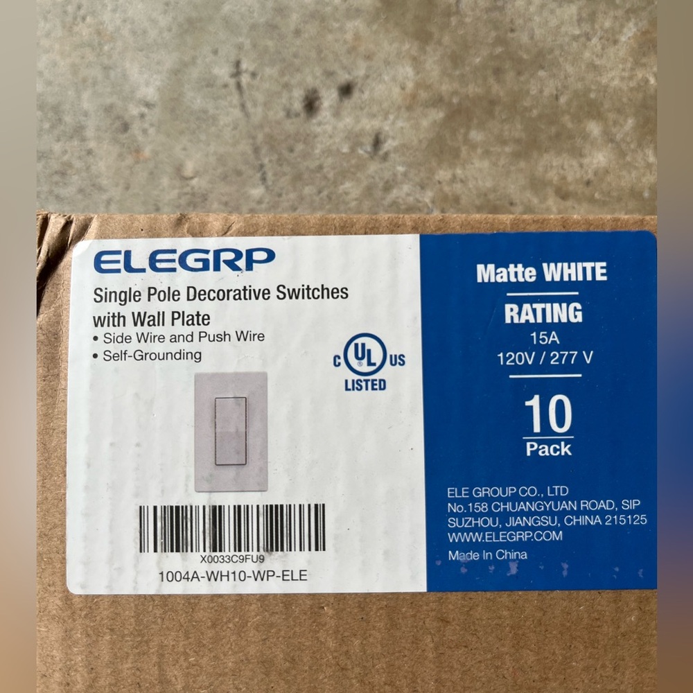 ELEGRP Matte White Decorative Switches 10 Pack